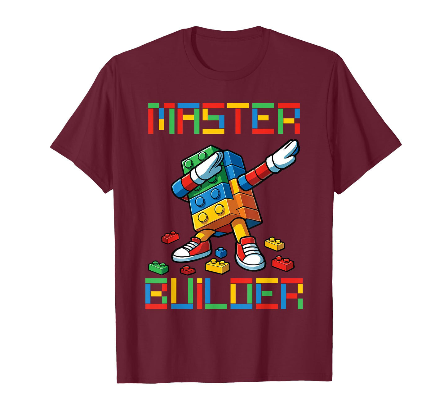 Master Builder Tee Dabbing Blocks Bricks Building Kids Boys T-Shirt