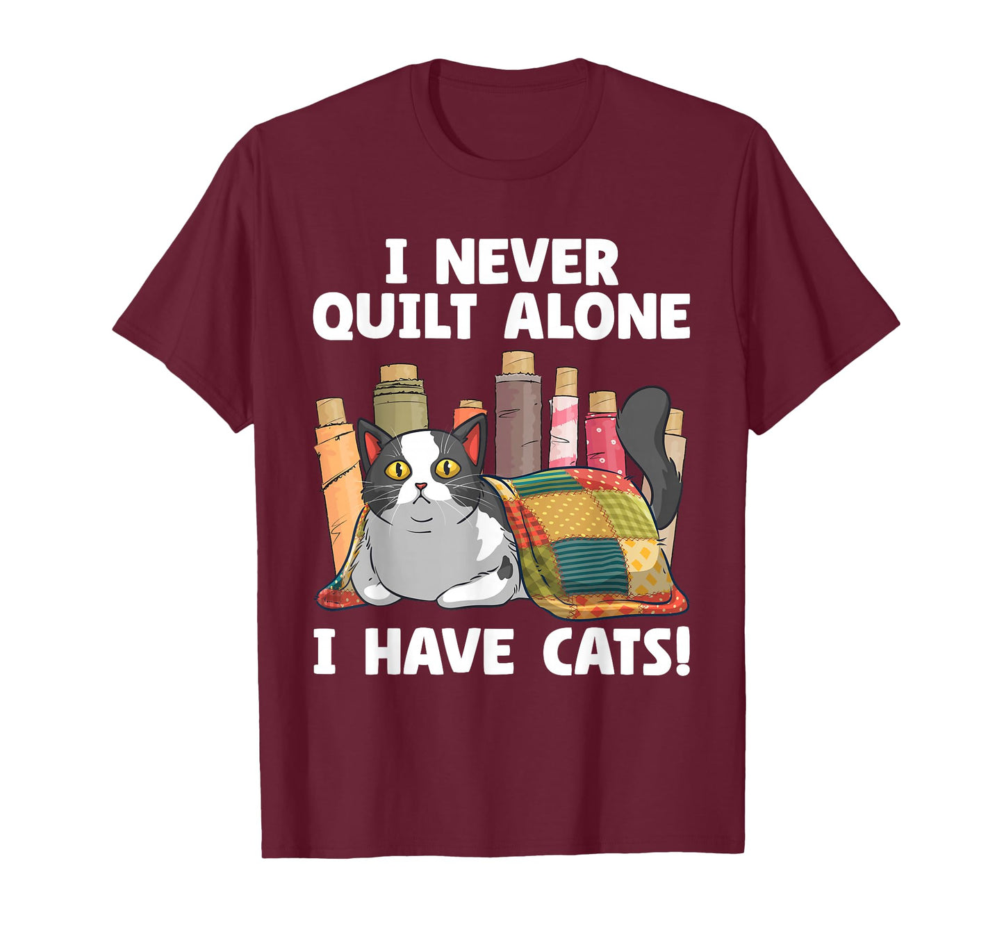 Funny Quilting Art for Men Women Cat Quilt Sewing Quilter T-Shirt