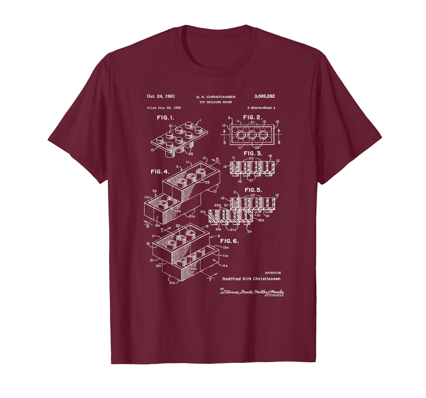 Toy Building Brick Patent T Shirt T-Shirt