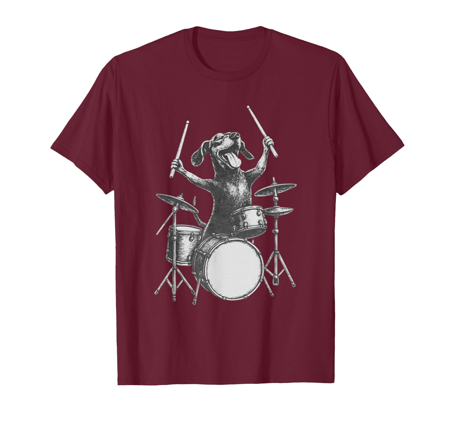 Vintage Dachshund Weenie Playing Drums T-Shirt