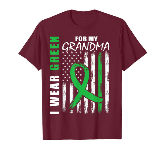 Green Ribbon Grandma Kidney Disease Awareness Flag Graphic T-Shirt