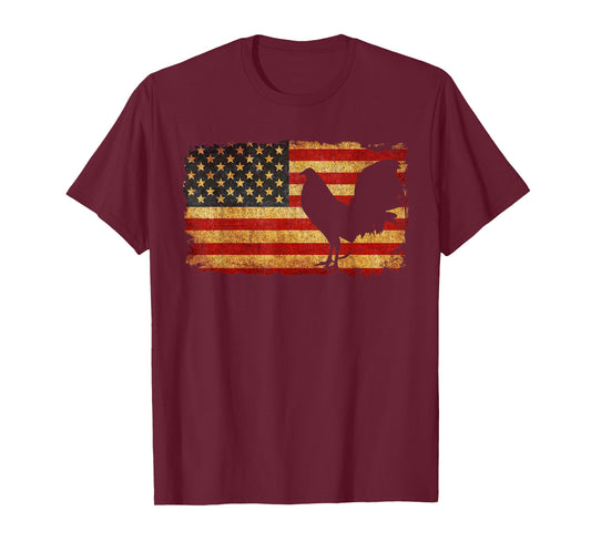 Vintage US Flag Cock Fight T Shirt T-Shirt