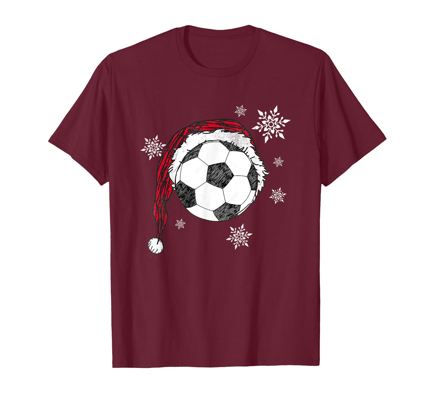 Soccer Santa Hat Christmas Funny Snowflake Holiday Xmas T-Shirt