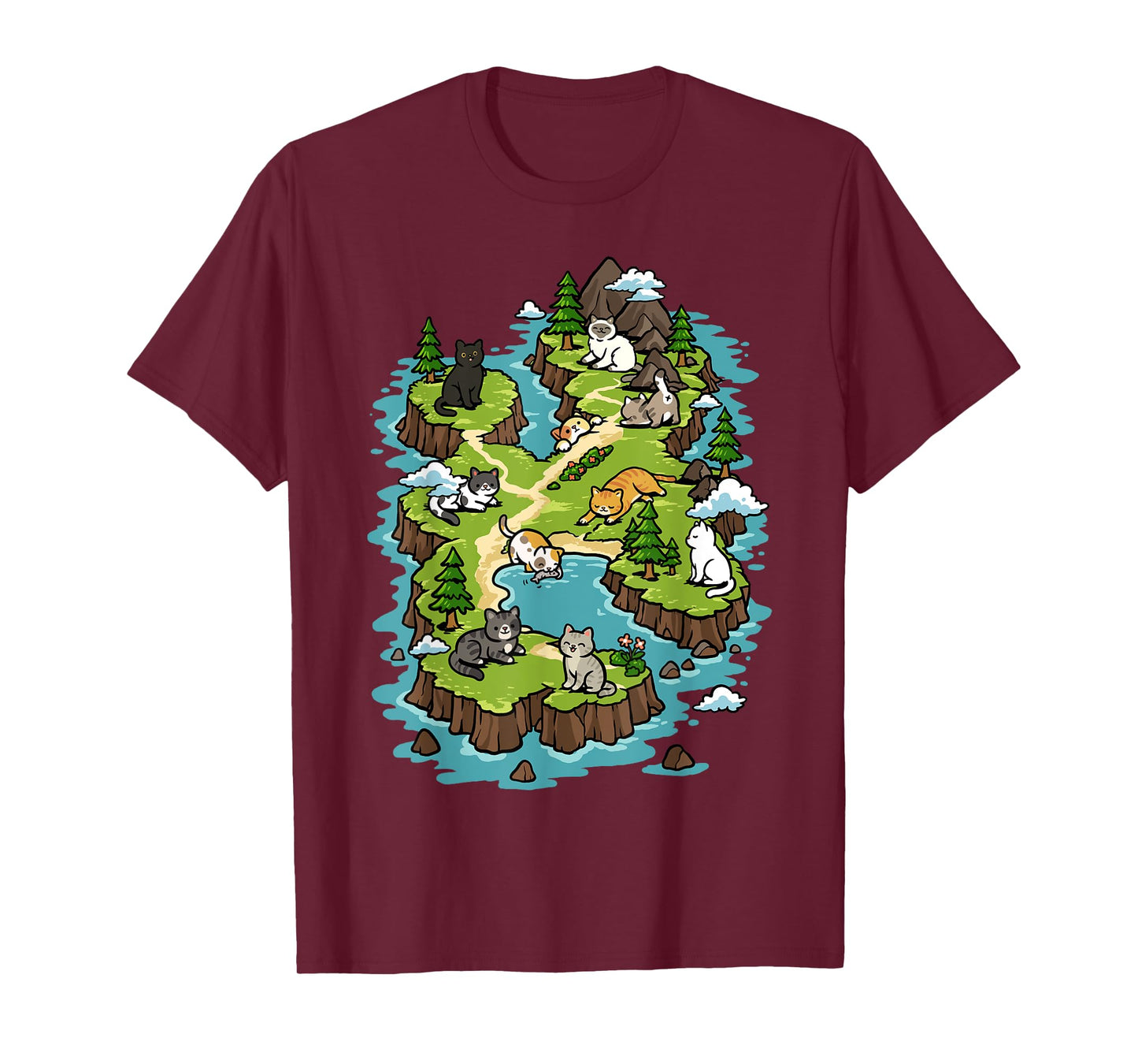 Cat Island Map Funny Cat Adventure Feline Paradise T-Shirt for Men Women Kids