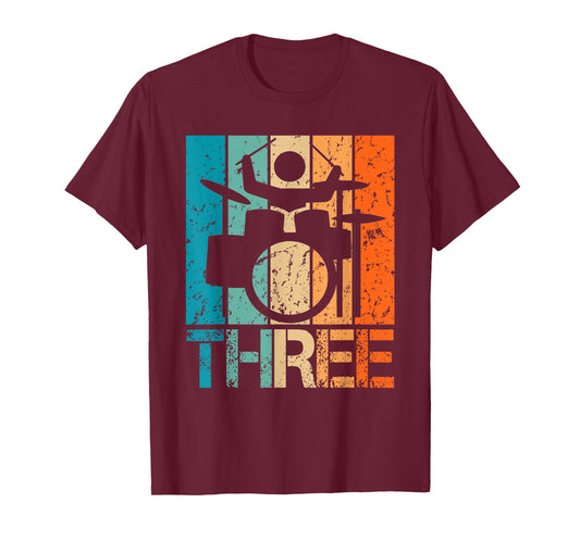 3rd Drums Birthday 3 Year Old 3yr Boys Girl Birthday Drummer T-Shirt