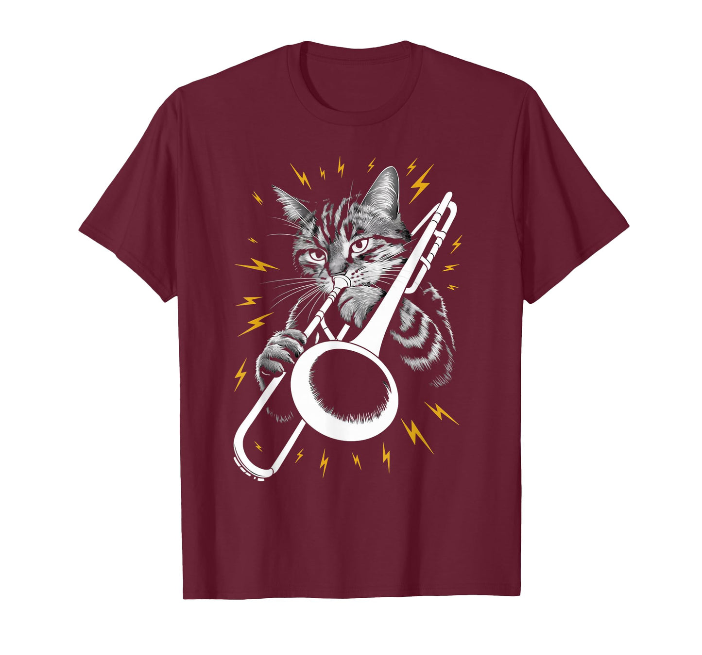 Musik Cat Playing Trombone instrument on Cat Trombonist T-Shirt