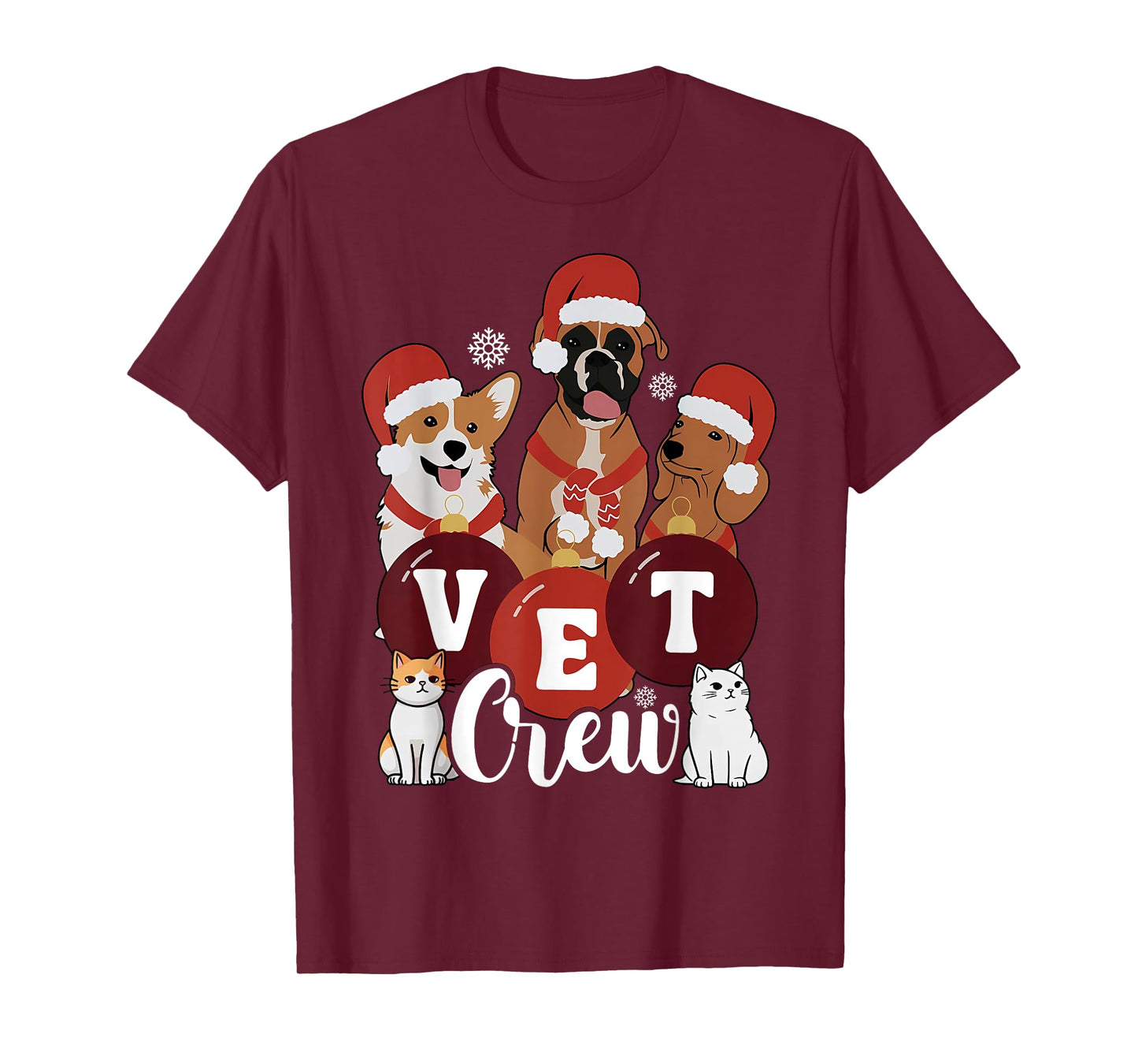Christmas Cute Pet Santa Hat Vet Crew Veterinary Technician T-Shirt