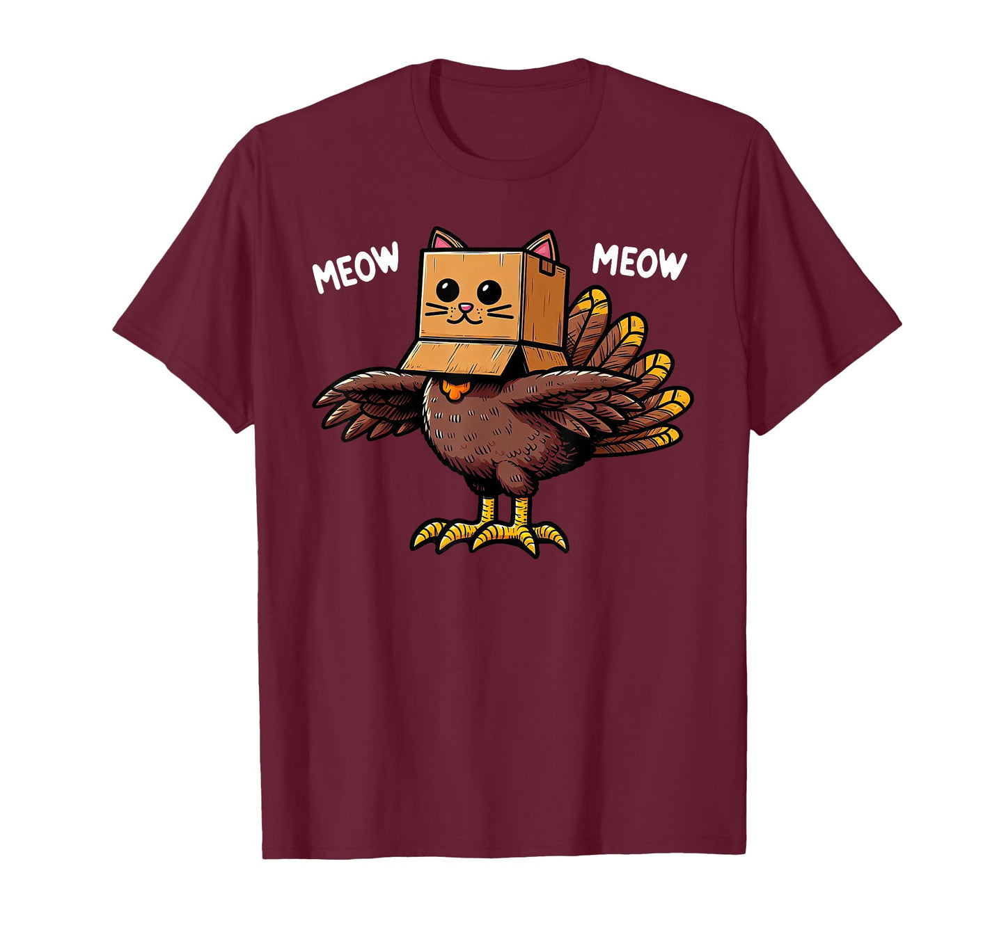 Turkey Meow Meow Fake Cat Funny Thanksgiving Adults Kids T-Shirt