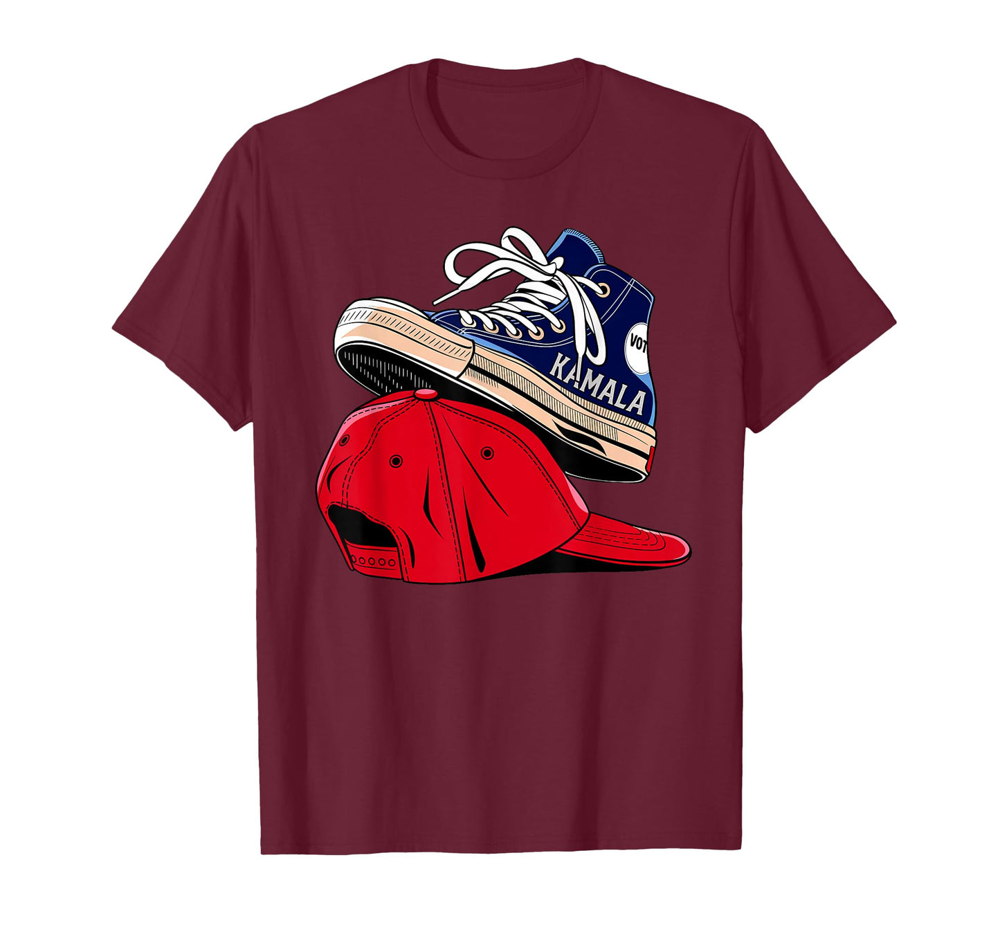 Kamala Harris High Heel Shoes Stepping On Red Hat Funny Vote T-Shirt