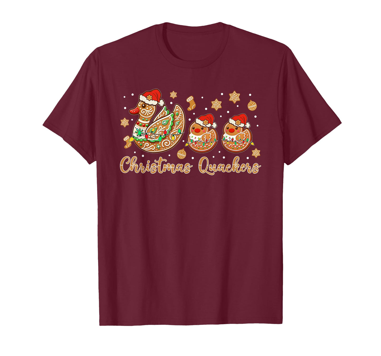 Christmas Quackers Gingerbread Ducks Funny Holiday T-Shirt