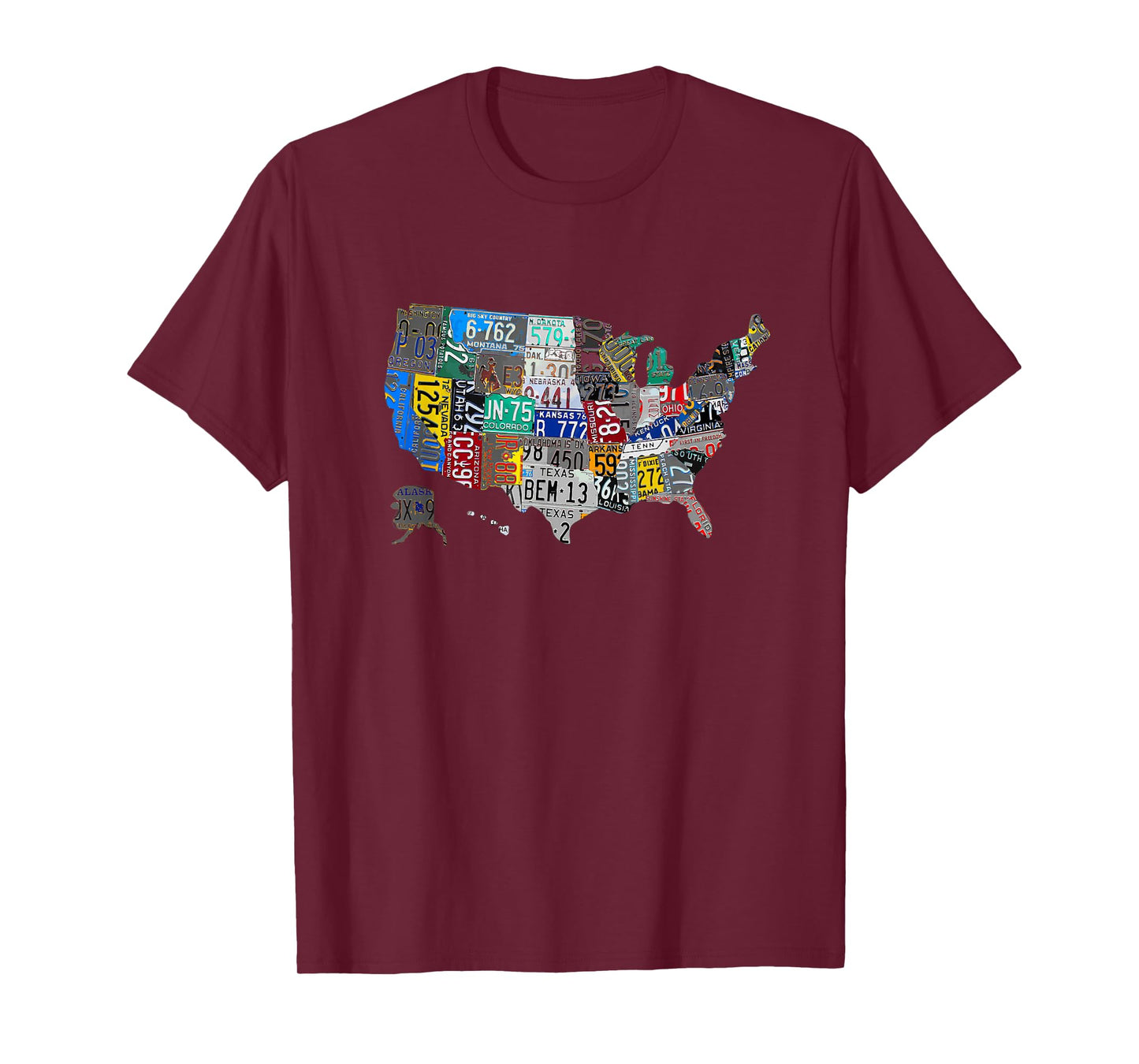 US American United States Map Flag License Plate Art t-shirt T-Shirt