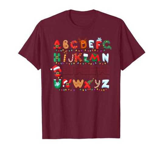 Christmas Cardiology Alphabet Cardiac Crew Alphabet Electroc T-Shirt