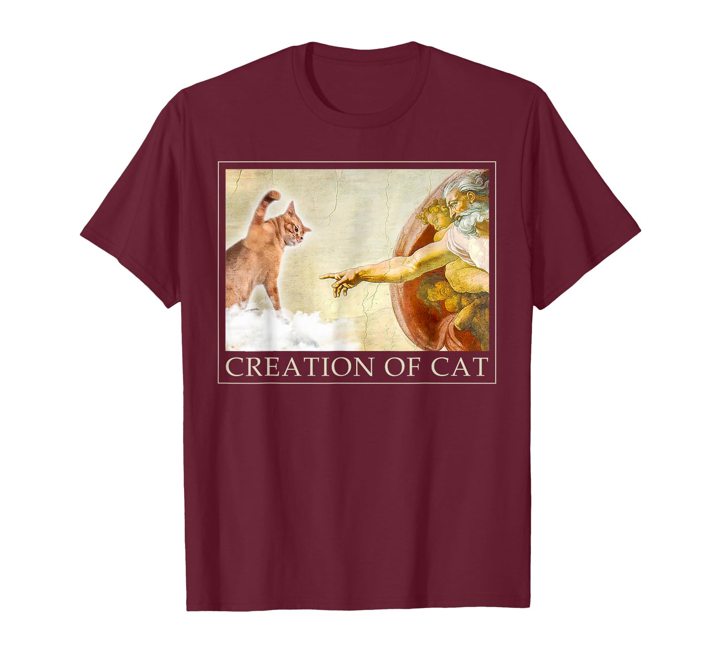 Funny Cat God Creation of Adam Meme Michelangelo Jesus Art T-Shirt