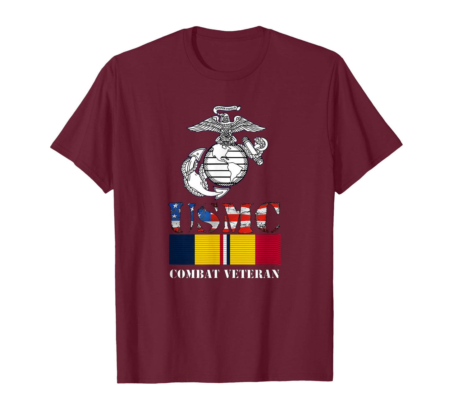 American Flag Combat Action Ribbon Vet T-Shirt