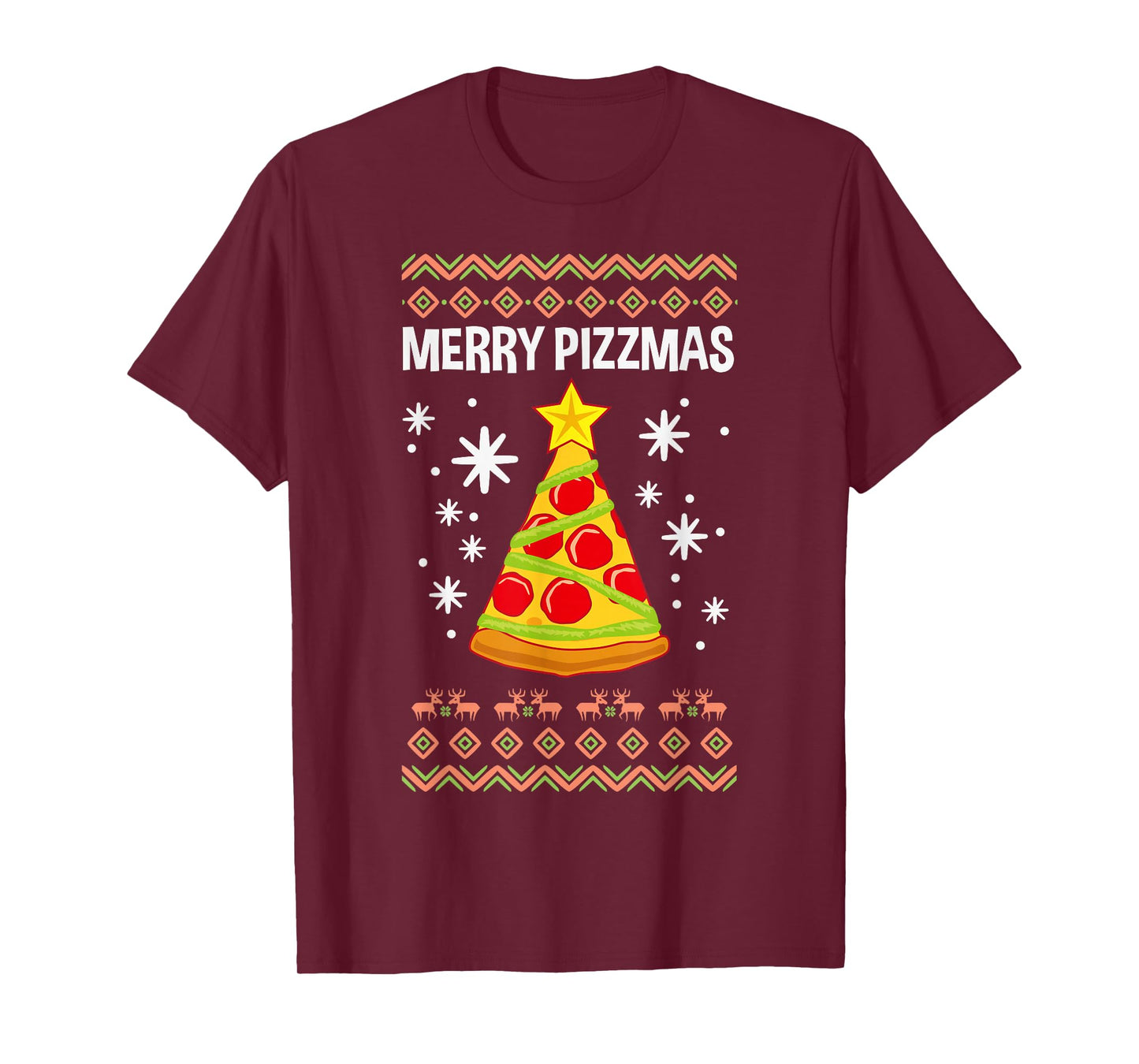 Funny Christmas Pizza Merry Pizzmas Ugly Xmas T-Shirt