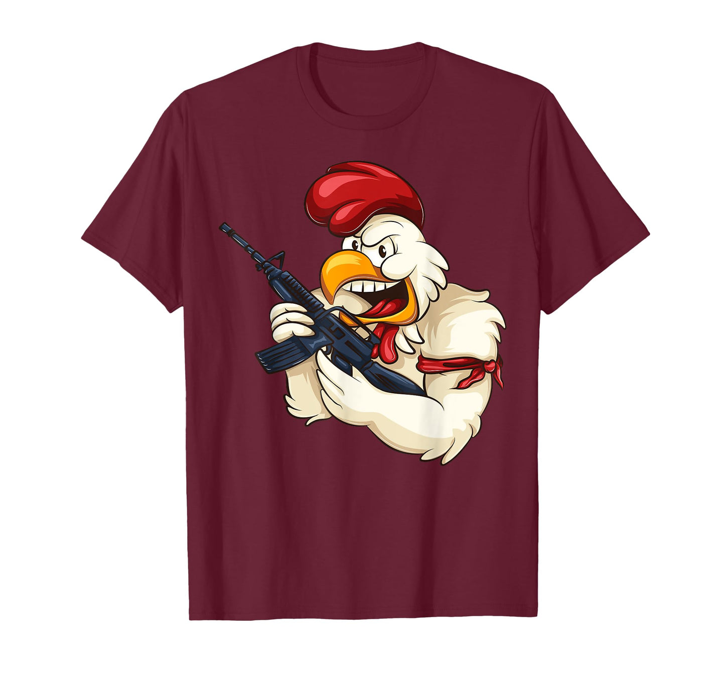 Angry Chicken Cartoon Weapon | Rooster Funny Gun Farmer Gift T-Shirt