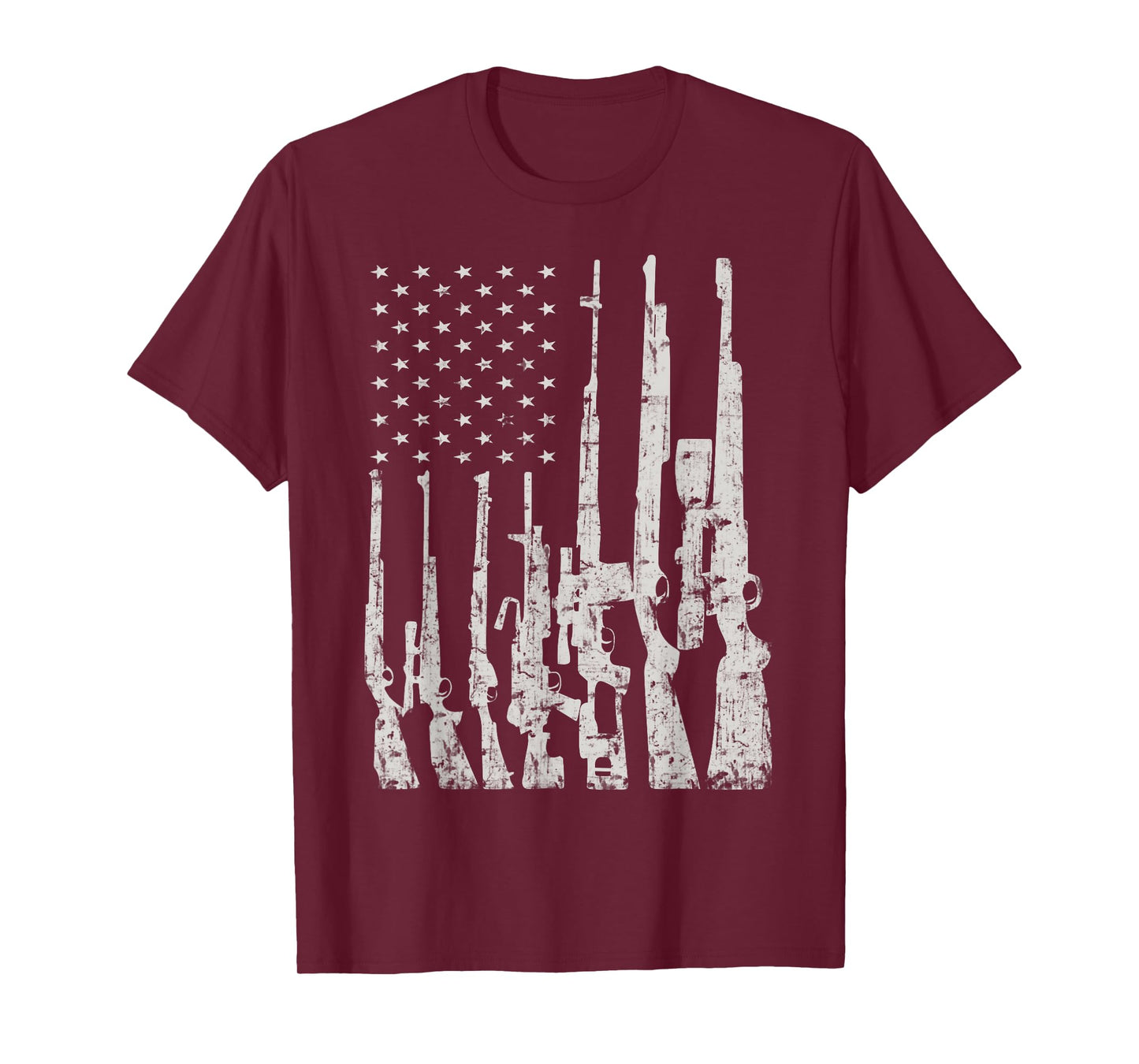 Big American Flag With Machine Guns T-Shirt Gun Flag Shirt T-Shirt
