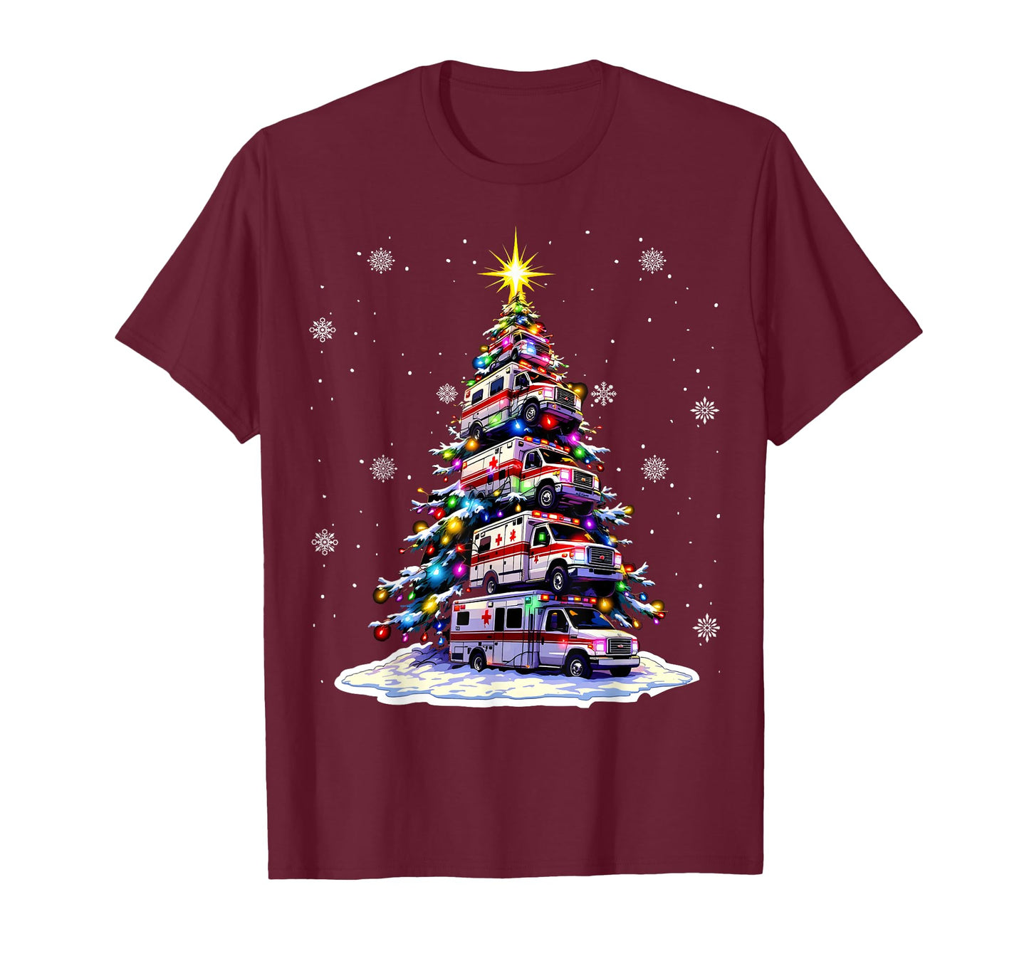 Ambulance Christmas Tree Funny Holiday EMS Medical Workers T-Shirt