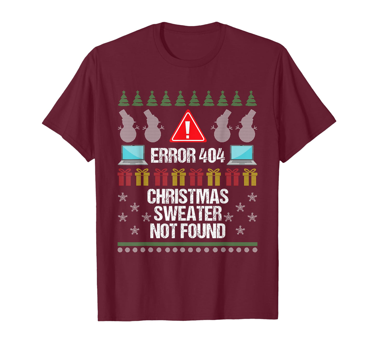 Computer Error 404 Ugly Christmas Sweater Not Found Shirt T-Shirt