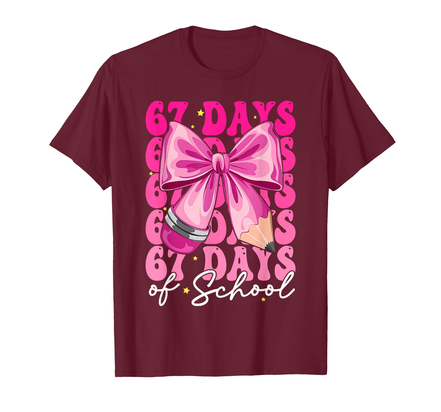 67 Days of School Girls Coquette Bow 67th Day of School T-Shirt