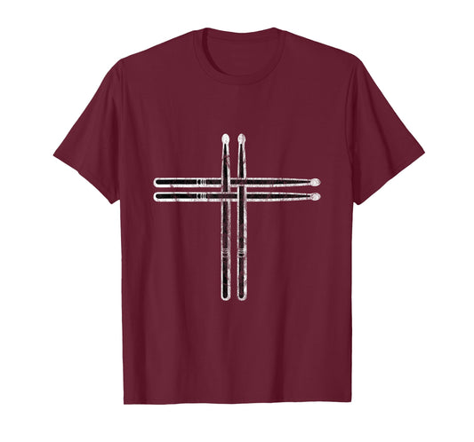 Christian Cross Drum Stick Drummer Faith gift T-Shirt