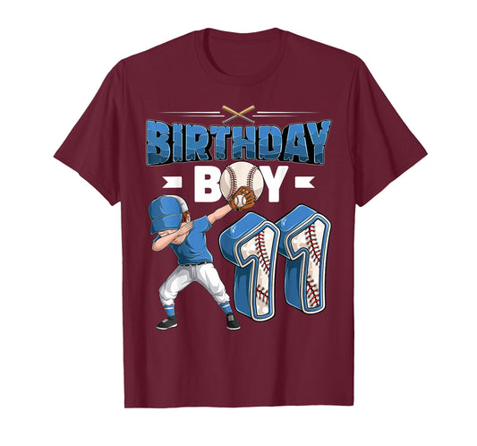 Dabbing Boy 11 Year Old Baseball Player 11th Birthday Party T-Shirt