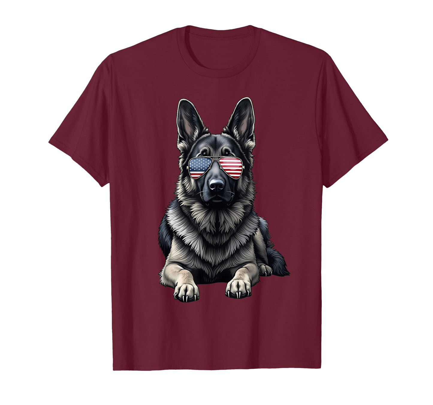 German Shepherd USA Flag Sunglasses Patriotic 4th of July T-Shirt
