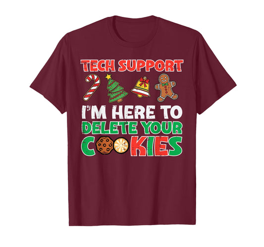 Christmas Tech Support Delete Cookies Funny Xmas Men Women T-Shirt
