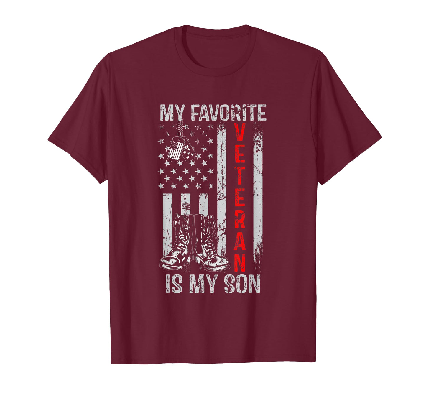 My Favorite Veteran Is My Son US Flag Retro Tee Veteran Day T-Shirt
