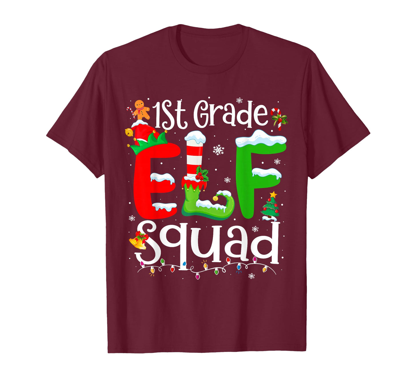 1st Grade Elf Squad Funny Teacher Christmas Students T-Shirt