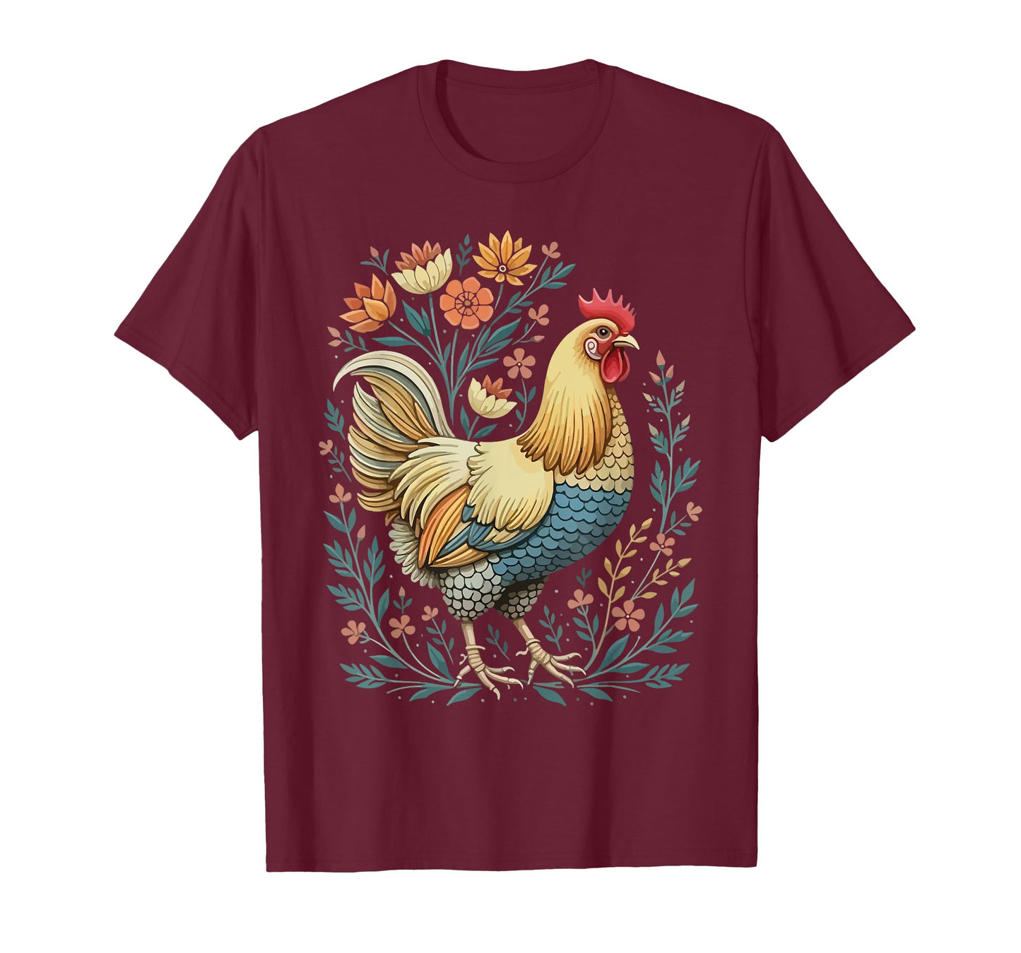 Chicken Florals Funny Farm Animals Farming Chicken Hen Lover T-Shirt