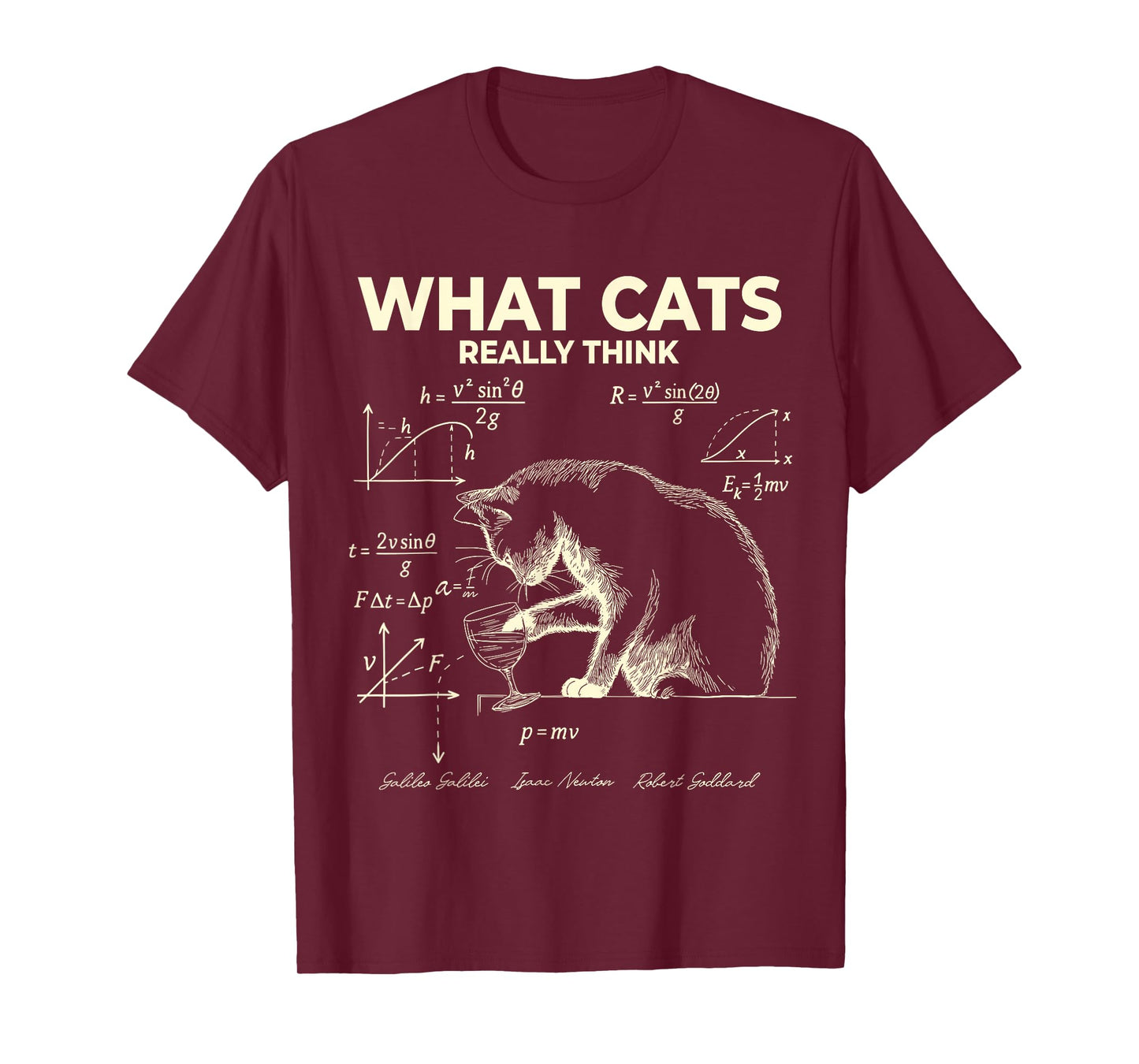 Funny Science Physics Cat Meme What Cats Really Think T-Shirt