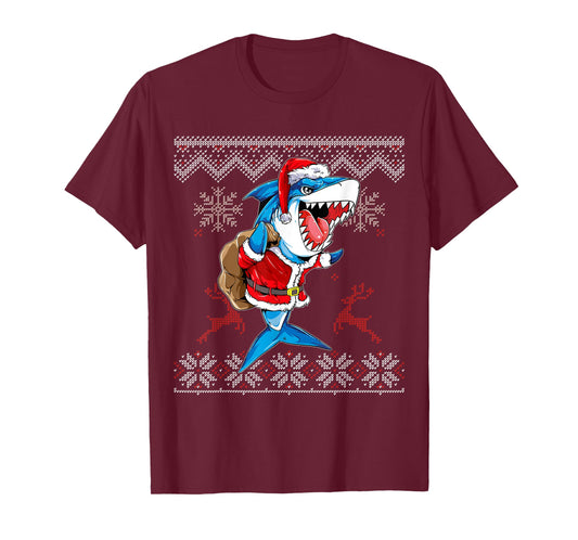 Christmas Shark Jawlly Santa Merry Xmas Sharkmas Baking T-Shirt
