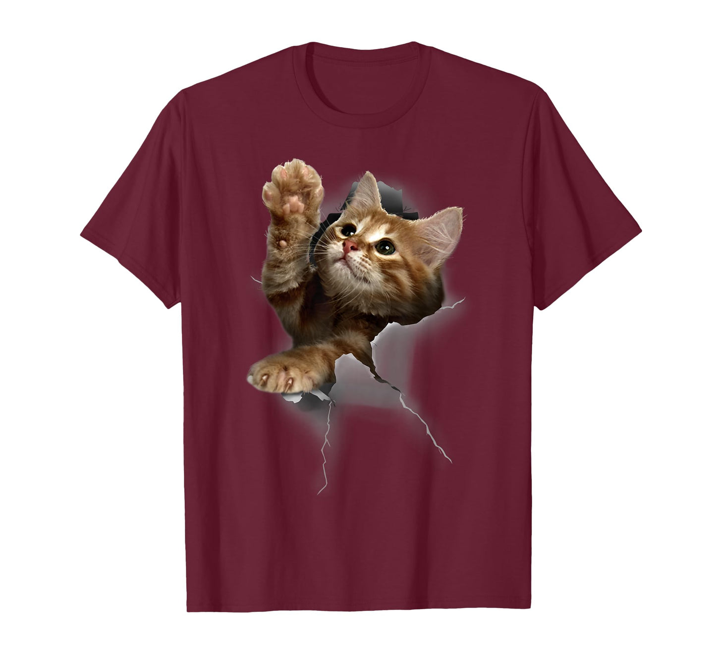 Lovely Kitten Cracked Wall T-Shirt Cats Tee Shirt Gifts T-Shirt