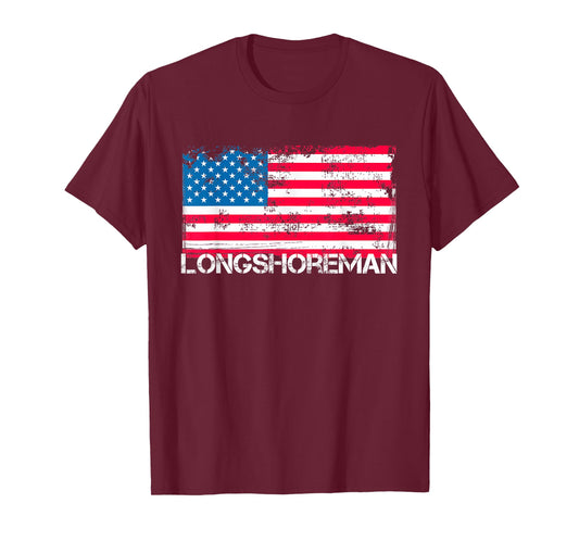 Patriotic Longshoreman Vintage US Flag T-Shirt