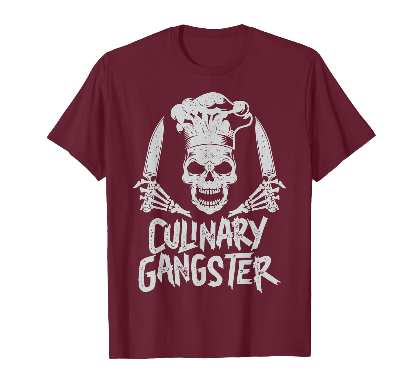 Chef Culinary Gangster Men Women Cook Skull Cooking Knife T-Shirt