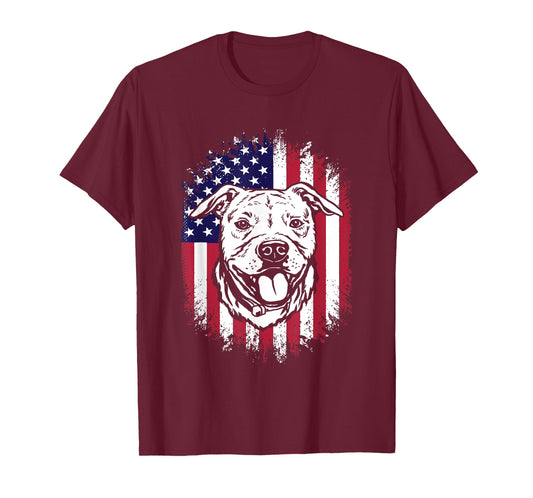 American Flag Amstaff American Staffordshire Terrier Women Men T-Shirt