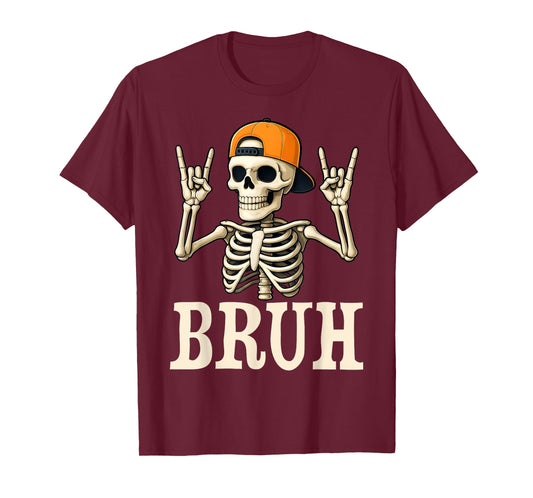 Funny Happy Halloween Dabbing Skeleton Bruh Scary Boys Kids T-Shirt