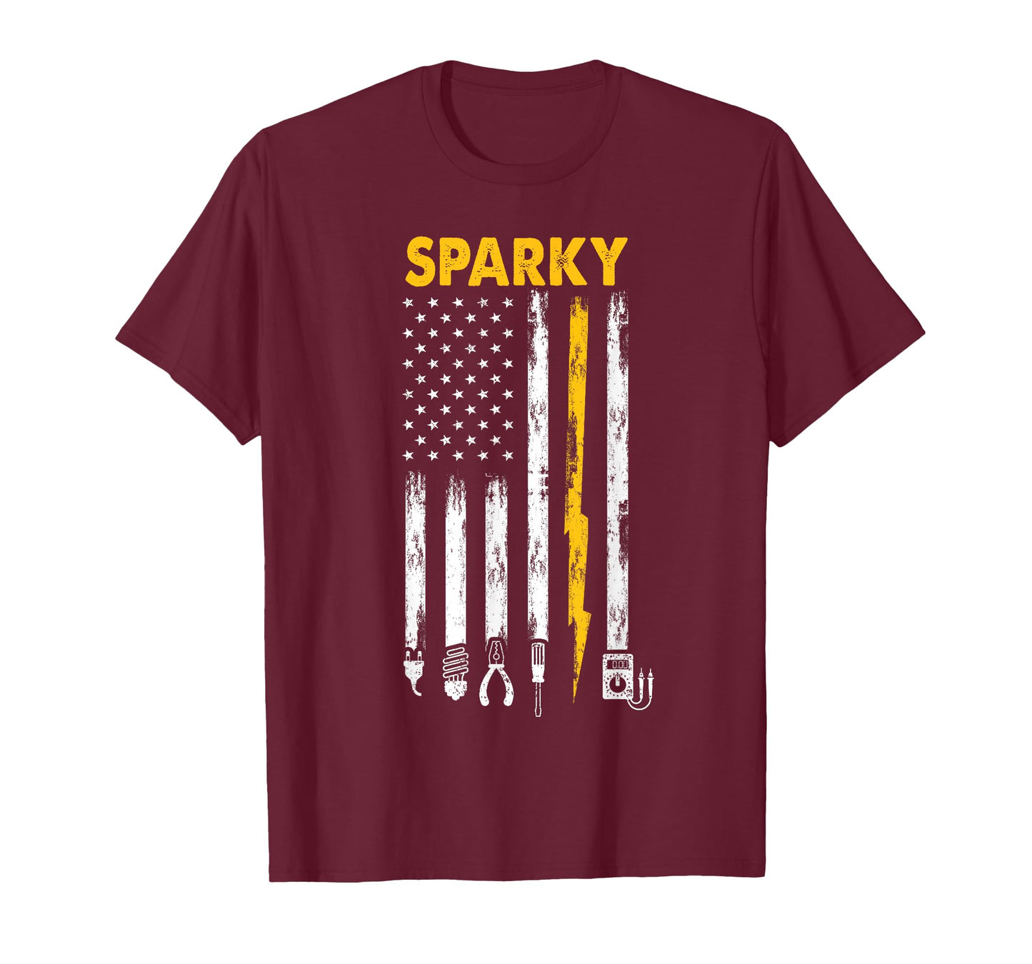 Electrician US Flag Sparky Tools T-Shirt