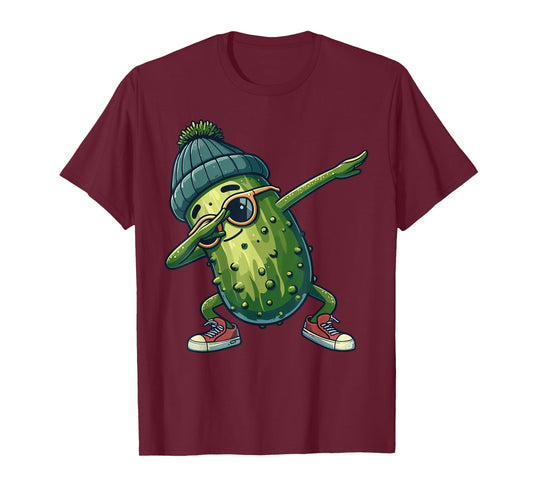 Pickle Cucumber Funny National Pickle Day Dabbing Pickle Dancing Cucumber T-Shirt, Unisex-Adults & Kids, Grey, Small, Short Sleeve, T-Shirt, Fun, Humorous, Modern, Cotton, Machine Wash, All Seasons