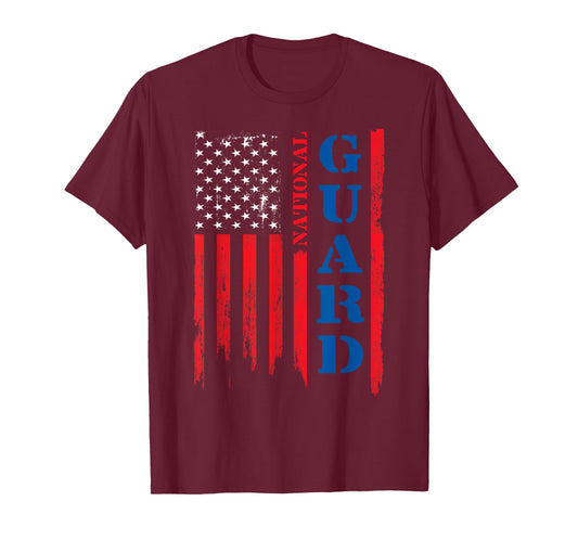 American Flag Grunge T Shirt | U.S National Guard Shirt T-Shirt for Women Men