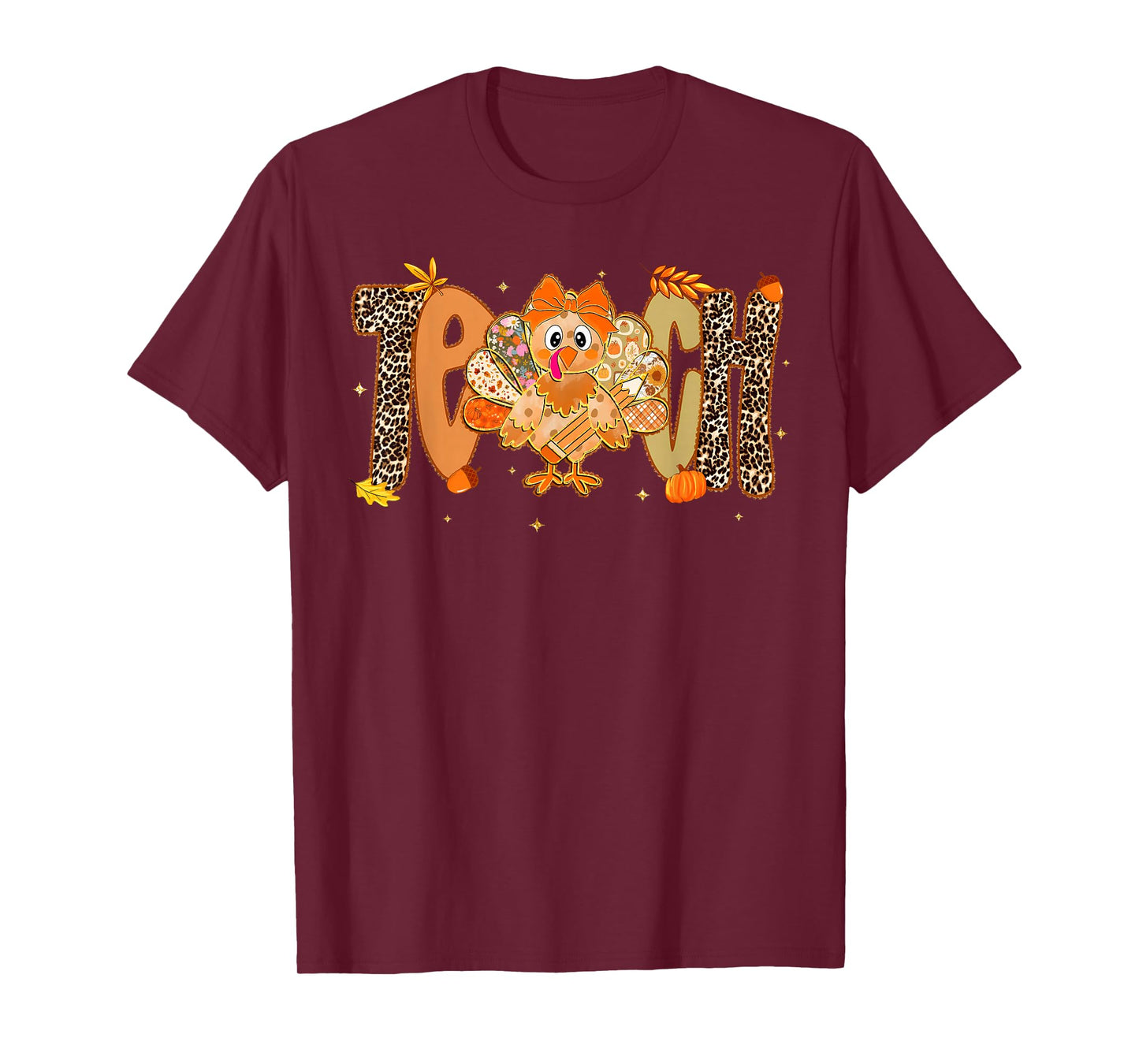Thanksgiving Turkey Teach Thankful Teacher Girly Bow Women T-Shirt