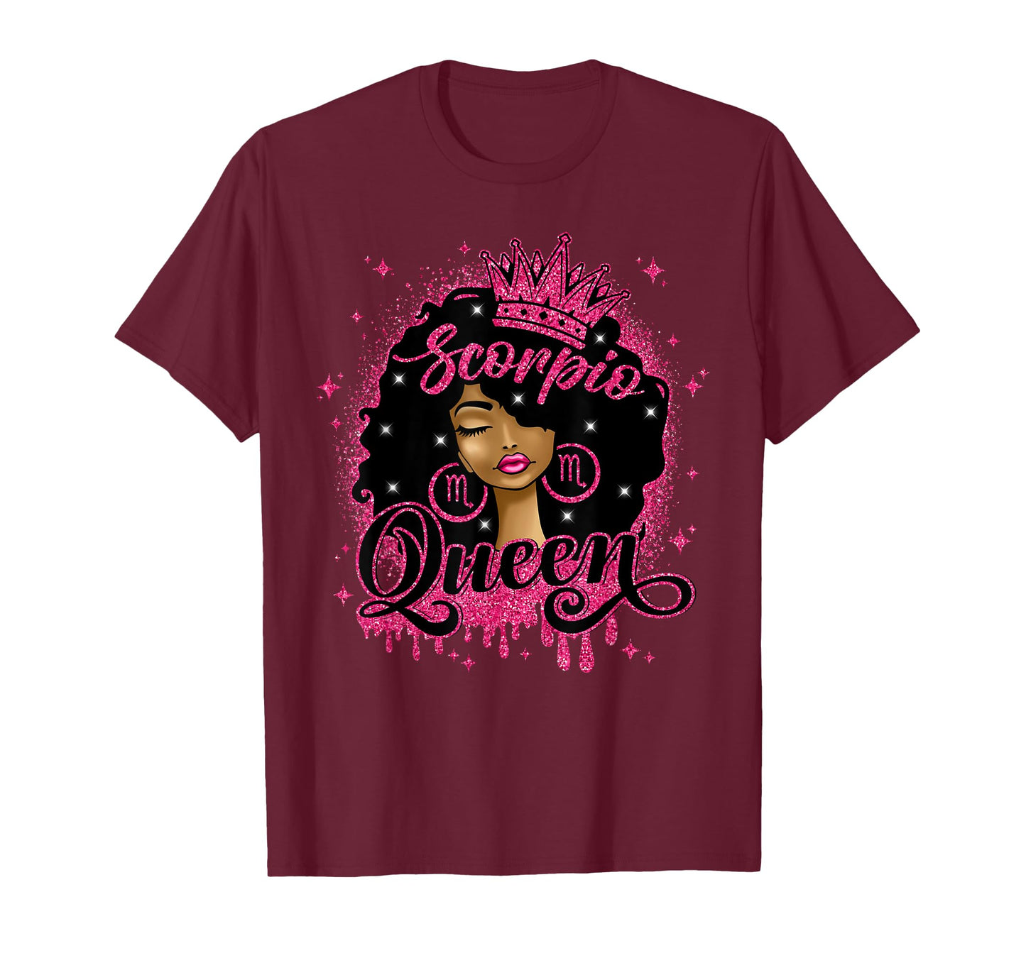 Scorpio Queen Afro Natural Hair Black Woman Zodiac Sign T-Shirt