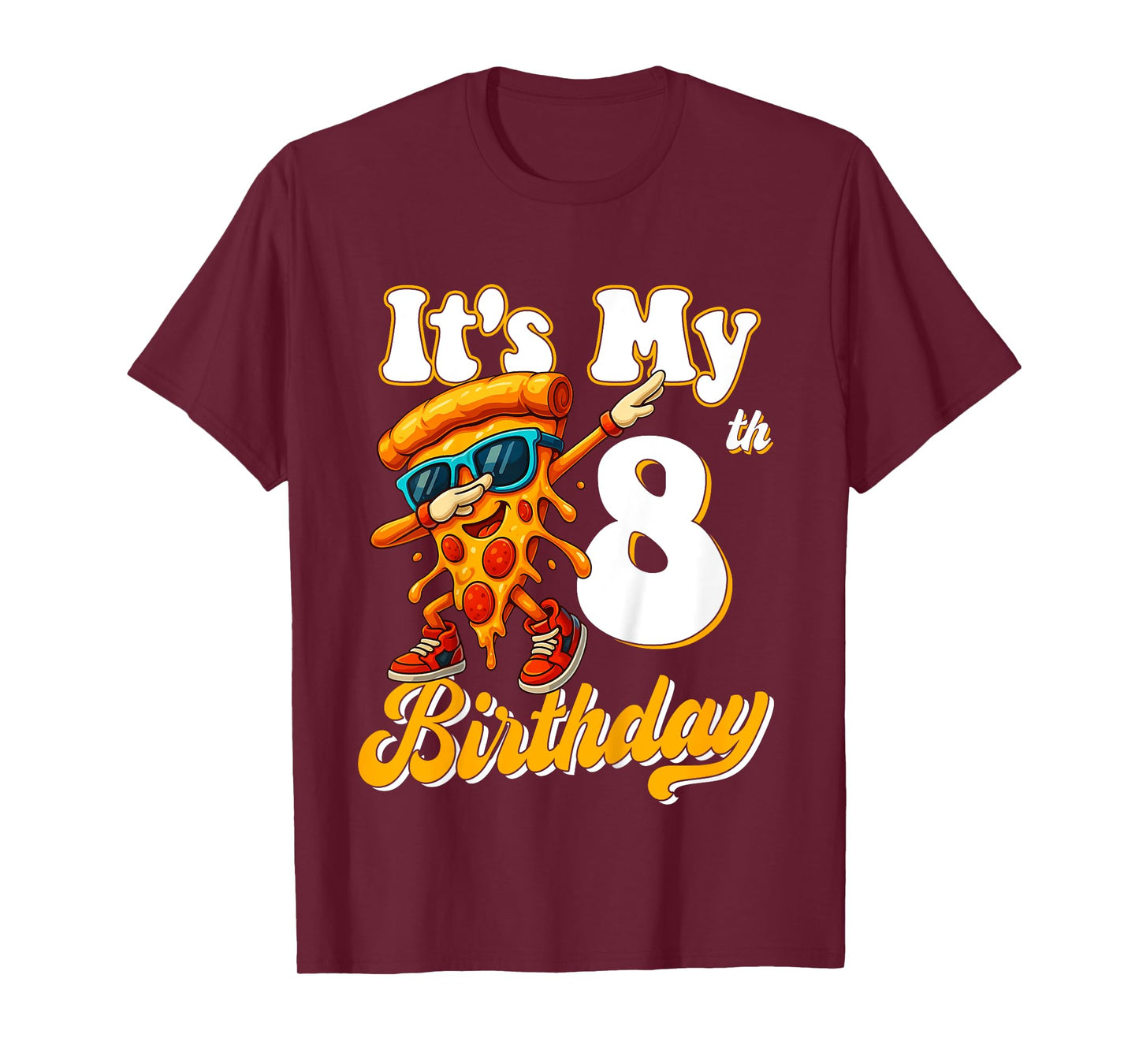 Its My 8th Birthday Dabbing Pizza Boy Girl 8 Years Old T-Shirt