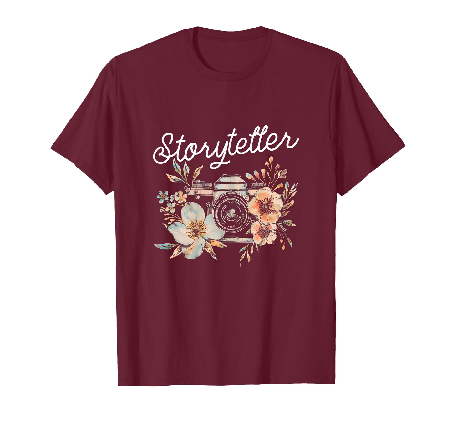 Photographer Storyteller Vintage Camera Flowers Photography T-Shirt