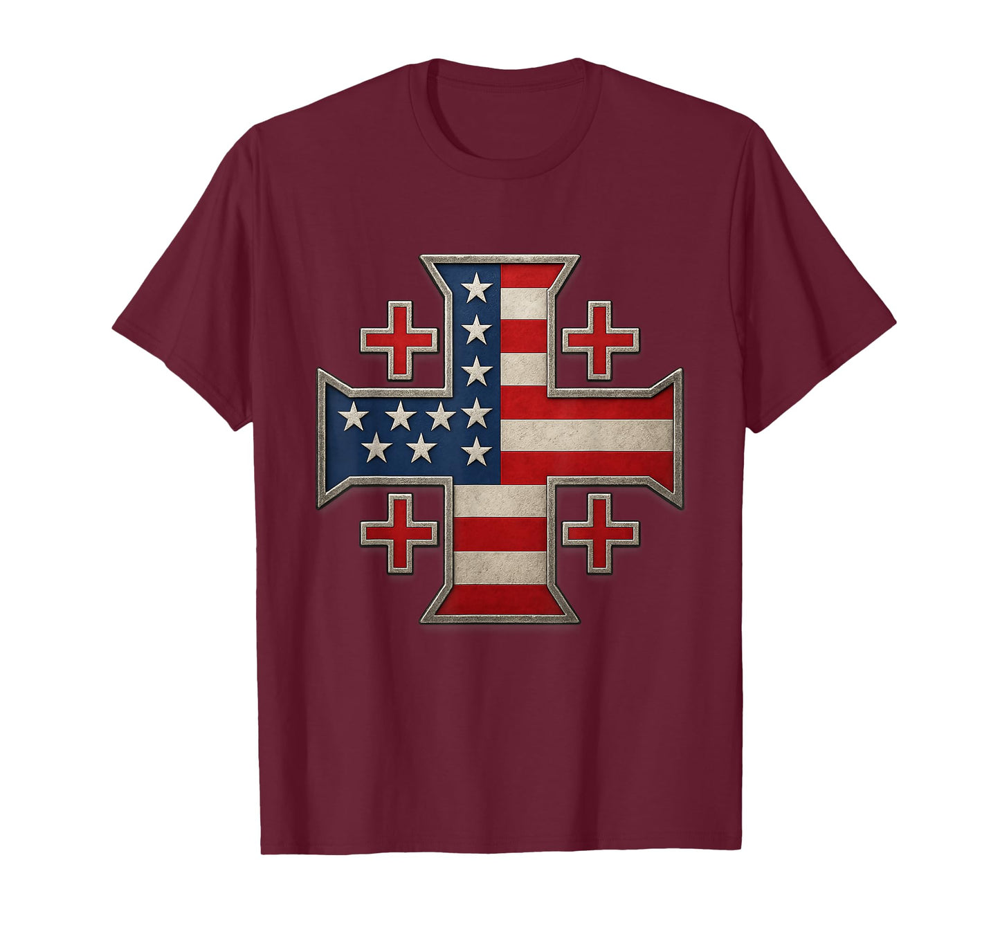 USA Flag Jerusalem Cross - Kingdom of Jerusalem T-Shirt