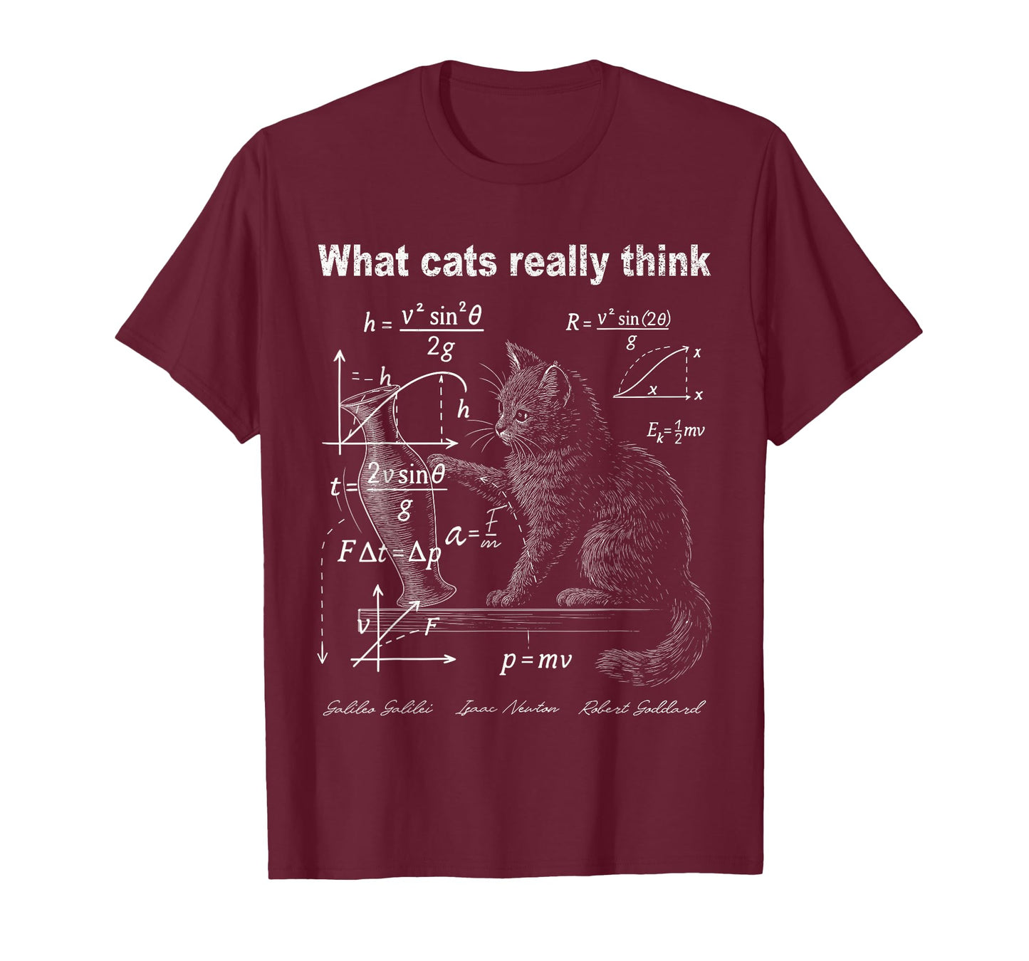 Funny Cat Physics Humor Illustration What Cats Really Think T-Shirt