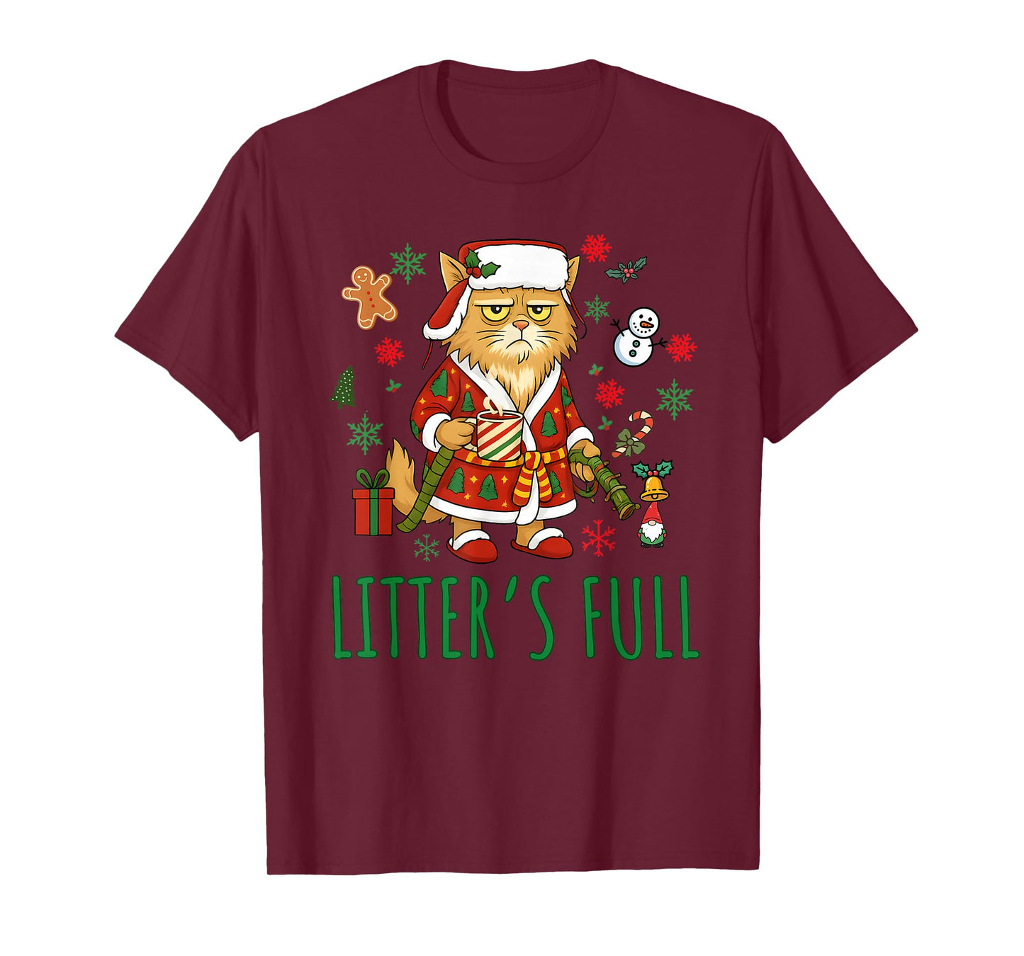 Litter's Full Funny Silly Cat Holding Coffee Meme T-Shirt