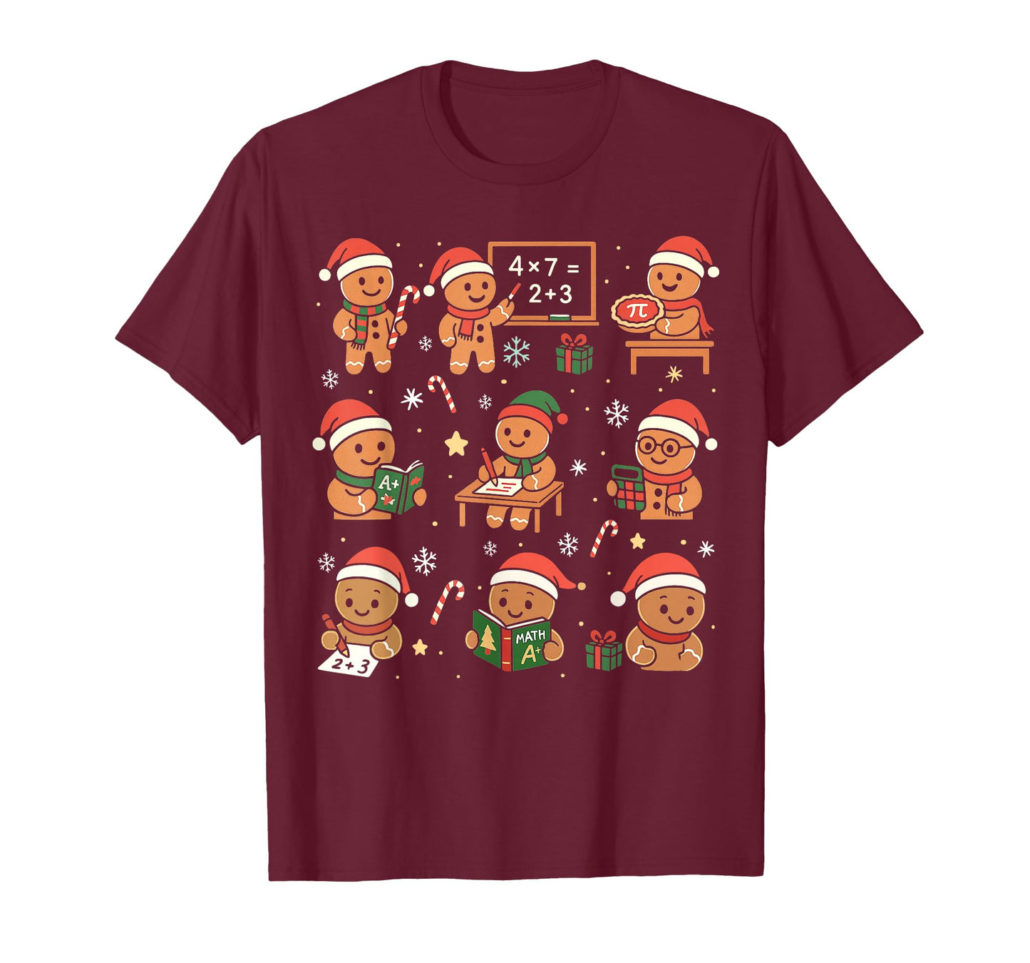 Gingerbread Christmas for Math Teacher Funny Educator Xmas T-Shirt