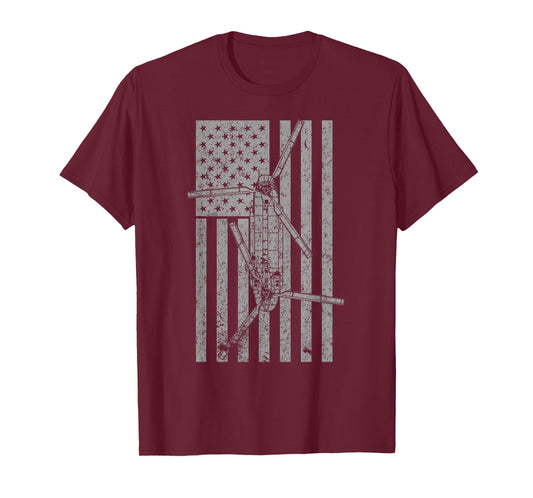 CH-47 Chinook Military Helicopter Vintage Flag Pilot T-shirt T-Shirt